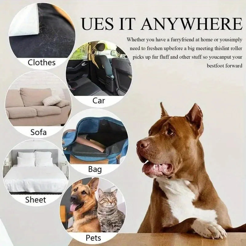 1Set Stick It Roller Handheld Set Pet Hair Remover Roller Kit, Reusable Washable Sticky Lint Roller for Pet Hairs, Carseats