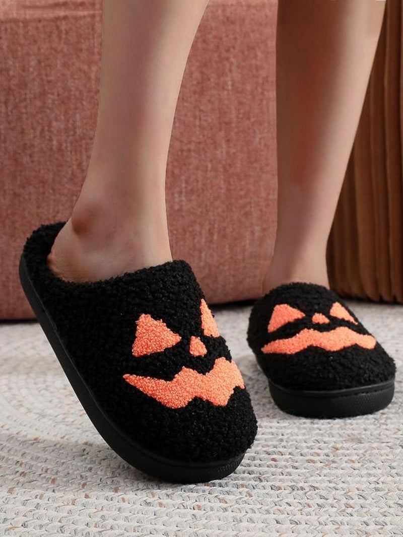 Pumpkin Embroidery Slippers, Halloween Slippers, Casual Soft Comfortable Halloween Themed Home Slippers for Women & Men, Fashionable Slippers for Indoor & Outdoor Wear