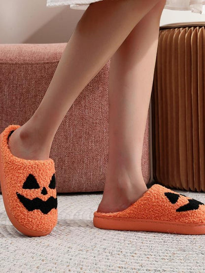 Pumpkin Embroidery Slippers, Halloween Slippers, Casual Soft Comfortable Halloween Themed Home Slippers for Women & Men, Fashionable Slippers for Indoor & Outdoor Wear