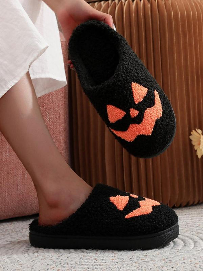 Pumpkin Embroidery Slippers, Halloween Slippers, Casual Soft Comfortable Halloween Themed Home Slippers for Women & Men, Fashionable Slippers for Indoor & Outdoor Wear