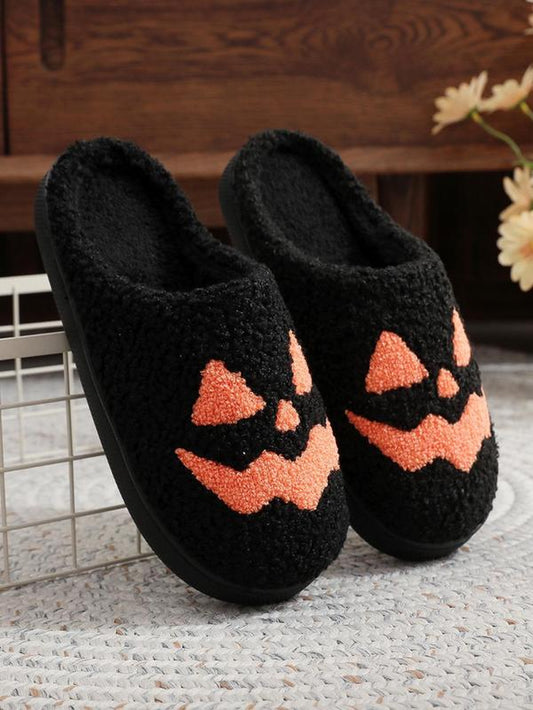 Pumpkin Embroidery Slippers, Halloween Slippers, Casual Soft Comfortable Halloween Themed Home Slippers for Women & Men, Fashionable Slippers for Indoor & Outdoor Wear