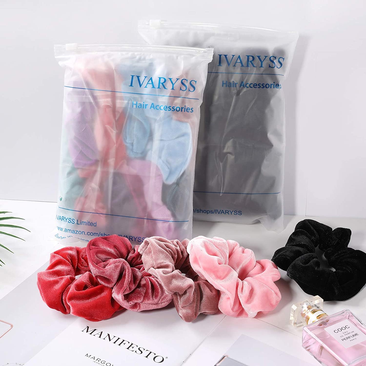 Premium Velvet Extra Large Scrunchies for Thick Hair, 6-Inch Jumbo Elastic Hair Accessories, 4-Pack, Dark Color