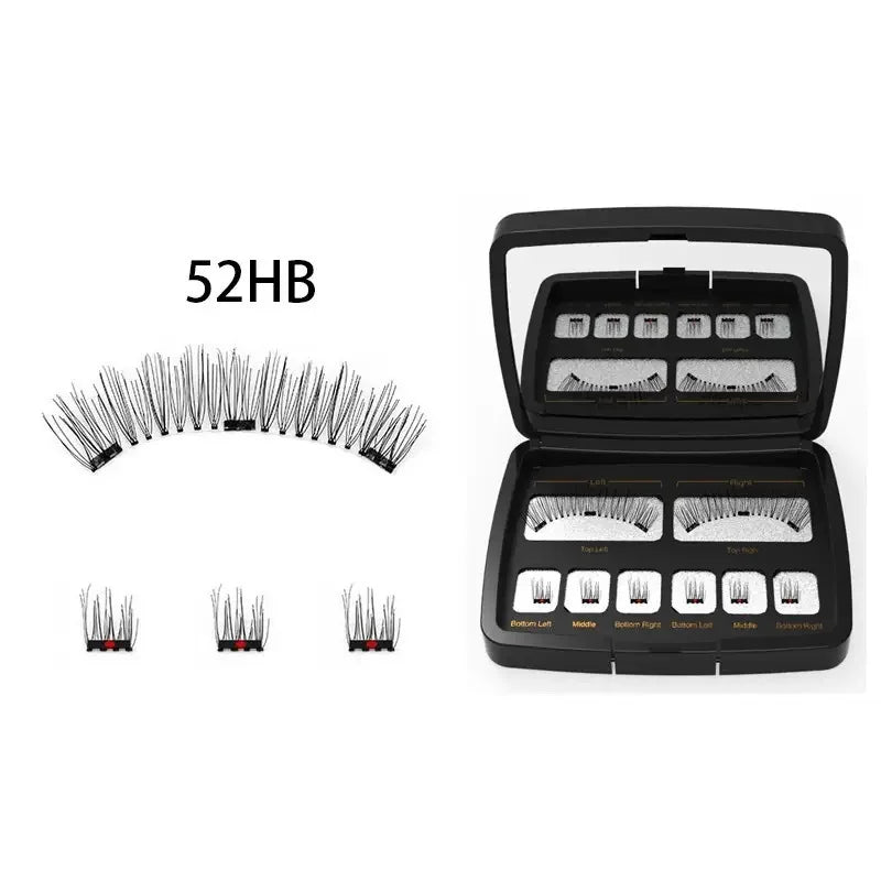 3D Magnetic Eyelashes Natural Soft Reusable Easy to Wear Eyelash Extension Beauty Makeup Tool Faux Mink False Eyelashes & Mirror