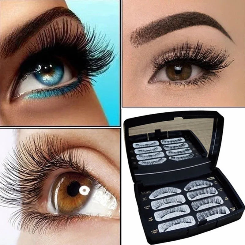 3D Magnetic Eyelashes Natural Soft Reusable Easy to Wear Eyelash Extension Beauty Makeup Tool Faux Mink False Eyelashes & Mirror