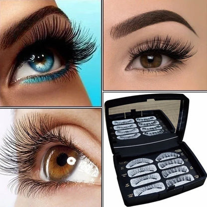 3D Magnetic Eyelashes Natural Soft Reusable Easy to Wear Eyelash Extension Beauty Makeup Tool Faux Mink False Eyelashes & Mirror