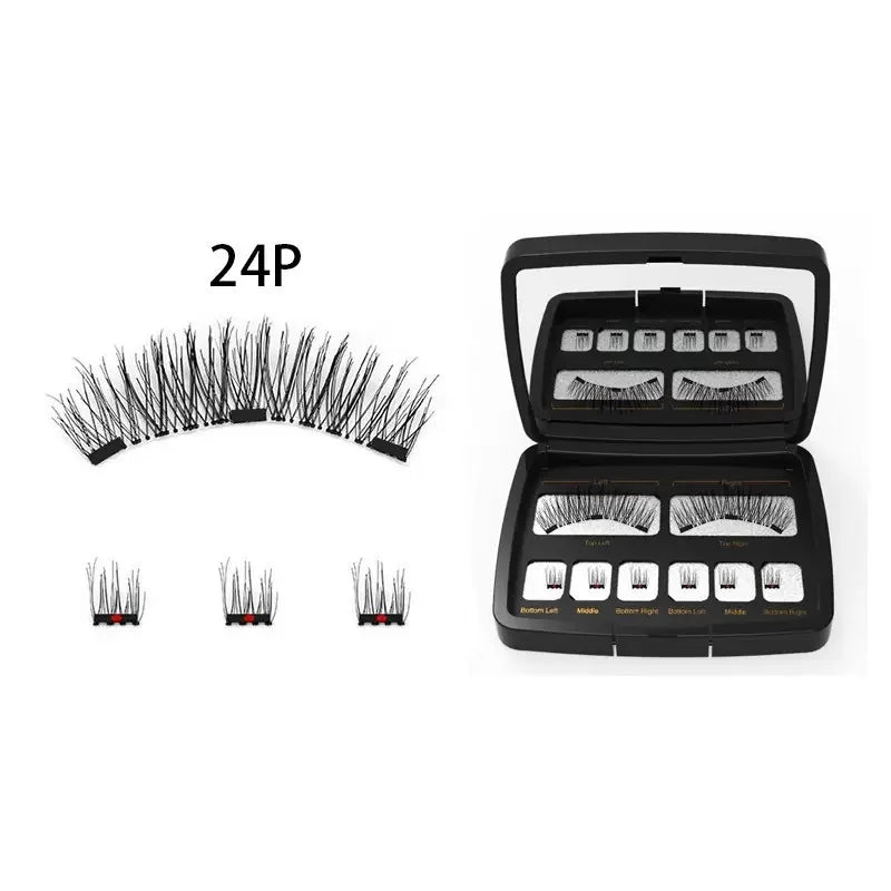 3D Magnetic Eyelashes Natural Soft Reusable Easy to Wear Eyelash Extension Beauty Makeup Tool Faux Mink False Eyelashes & Mirror