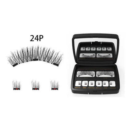 3D Magnetic Eyelashes Natural Soft Reusable Easy to Wear Eyelash Extension Beauty Makeup Tool Faux Mink False Eyelashes & Mirror