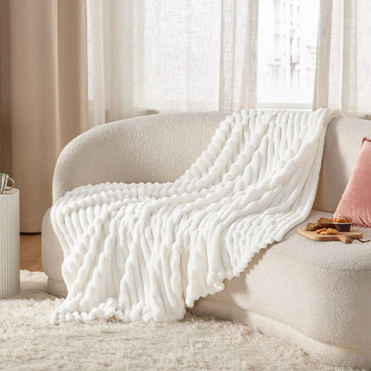 White Fleece Throw Blanket for Couch - Super Soft Cozy Blankets for Women, Cute Small Blanket for Girls, 50X60 Inches