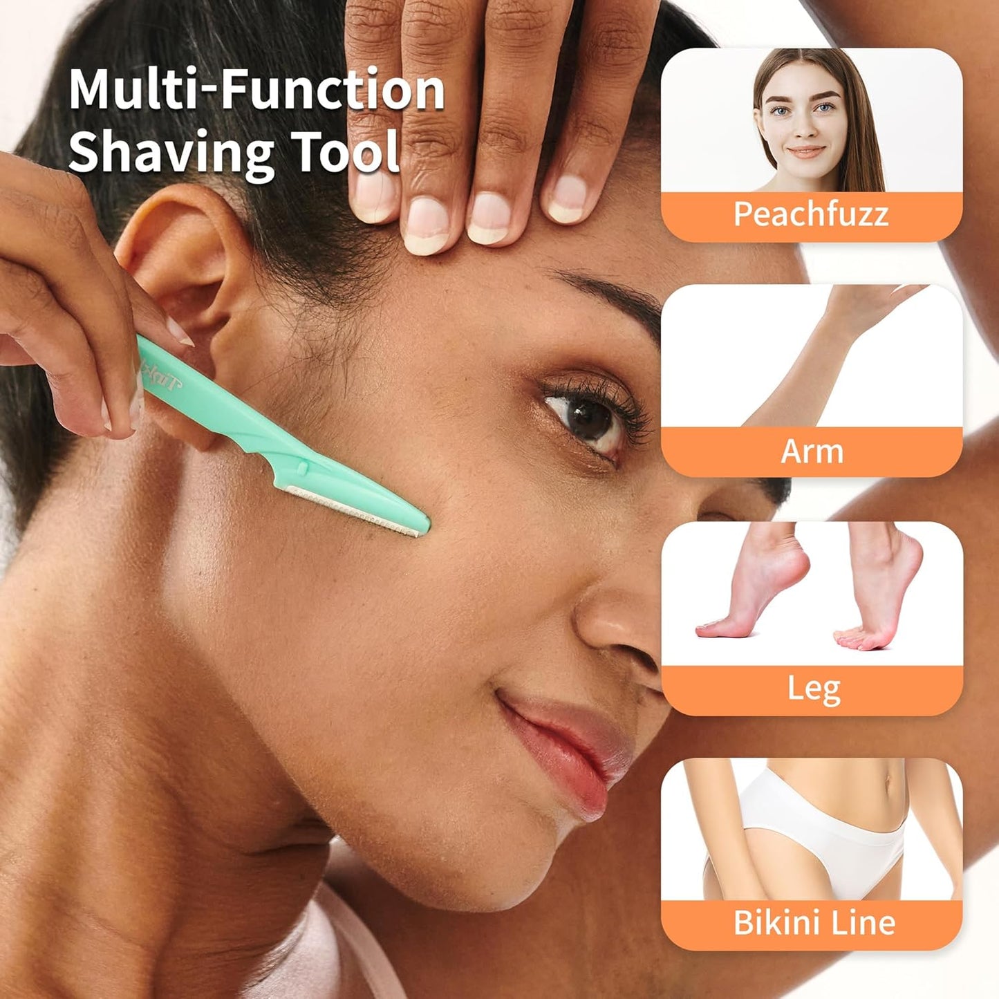 Dermaplaning Tool Set of 6, Women's Dermaplaning Razors for Safe and Effortless Peach Fuzz Removal, Eyebrow Trimmer with Protective Cover